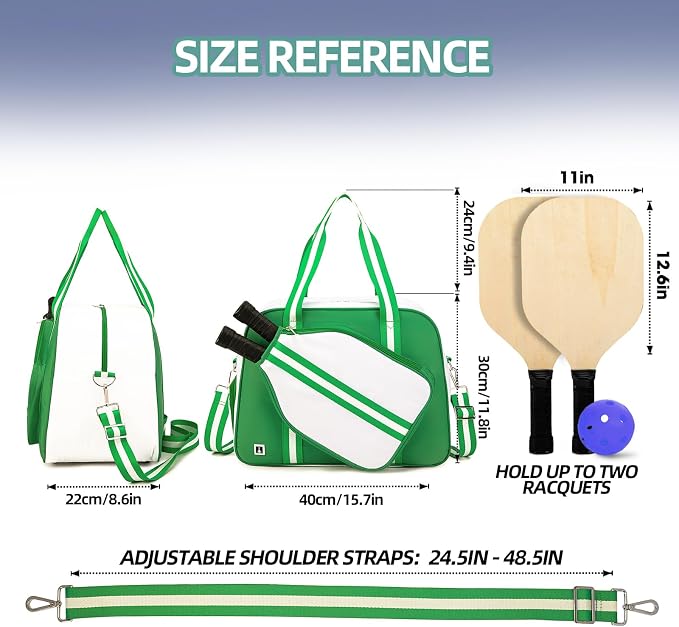 ROYALFAIR Pickleball Tote Bag for Women Men Large Capacity with Paddle Cover Pocket Internal Shoe Pocket and Adjustable Shoulder strap