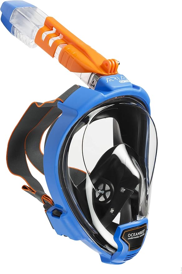 OCEAN REEF - Aria QR + Quick Release Snorkeling Mask - Full Face Snorkeling Mask - 180 Degree Underwater Vision - 8 Colours and 4 Sizes