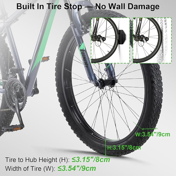 Heavy Duty Bike Wall Mount, Swivel Space-Saving Bike Rack for Garage, Sturdy Bike Hangers Holds Up to 66lbs, Vertical Bicycle Storage Rack, Easy to Install