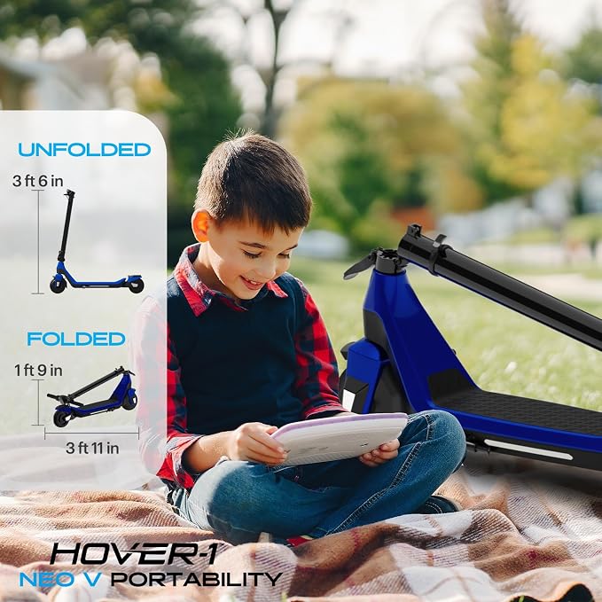 Hover-1 Neo Family Foldable Electric Scooter with 300W/250W/200W Rated Brushless Motor, 16/14/12 mph Max Speed, 8.5"/6.5” Wheels, 10/7 Mile Range Commuting Scooter for Kids & Teens Aged 4 to 16
