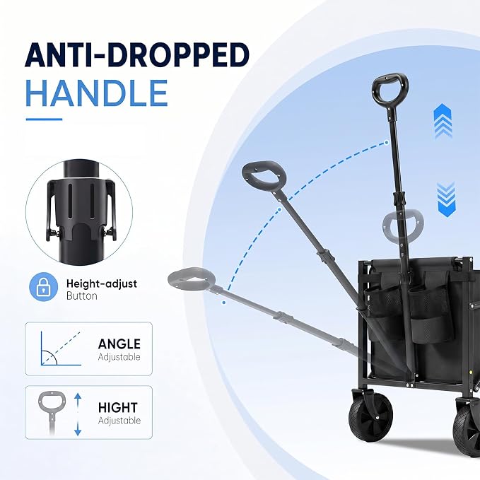 Sekey Collapsible Wagon Cart with Drop-Down Tailgate, 300 lb Capacity