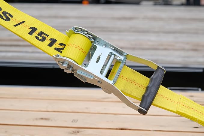 KEEPER 04623 27' x 2" Heavy Duty Ratchet Tie-Down with Flat Hooks, Yellow, 1.5" x 18.5" x 0.75"