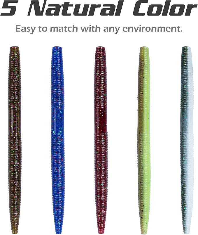 4"/5" Senko Worms Kit, Salt Impregnated Soft Plastic Lures | 30/50/78/100 Wacky Worms for Bass Fishing, Freshwater & Saltwater Applications,Artificial fishing bait