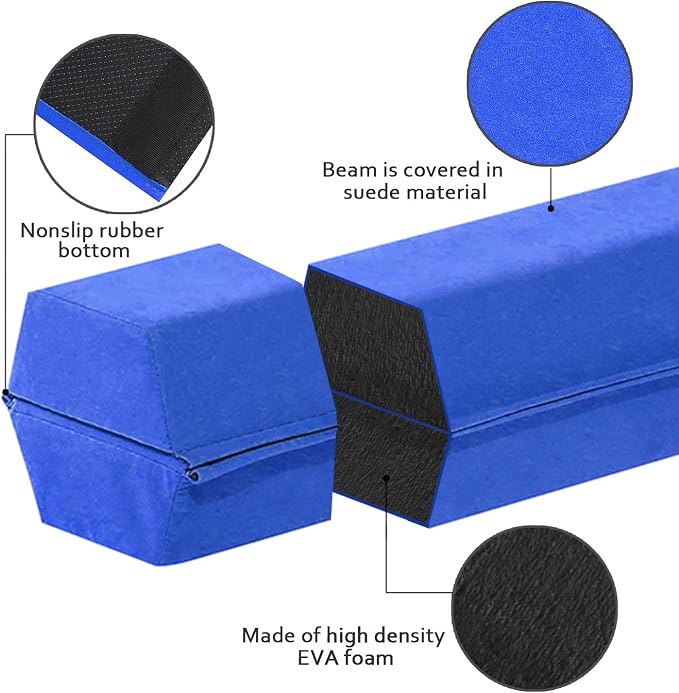 FBSPORT 8ft/9ft/9.5ft Balance Beam Folding Gymnastics Beam Foam Balance Floor Beam Equipment for Kids Adults, Suede Cover Anti Slip Base with Carry Bag for Home School Gym Training