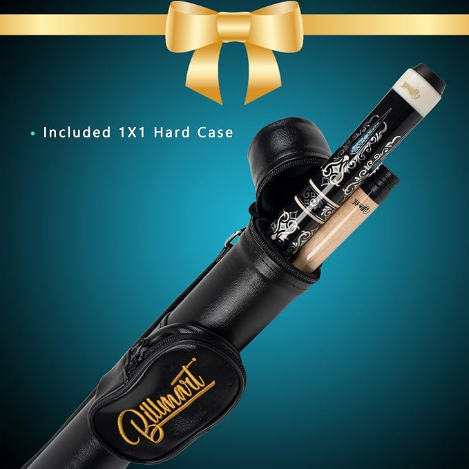 Billmart Pool Cue Stick, Low Deflection Shaft Billiard Cue Sticks with Hard Case, Pool Table Sticks Queue, 19-21 oz Pool Que