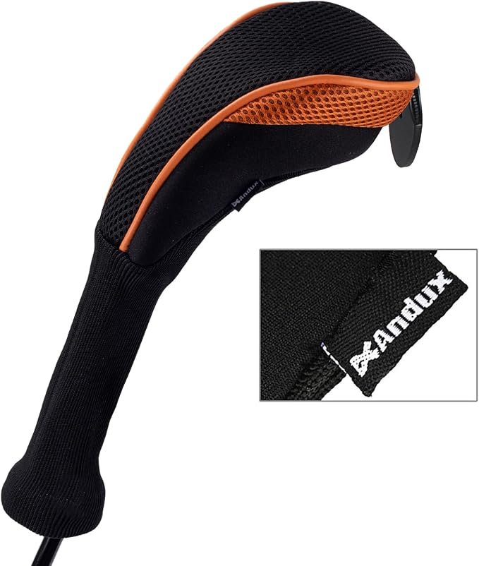 Andux 4 Pack Long Neck Golf Hybrid Club Head Covers Dial No. Tag CTMT-01 | Mesh Breathable material | all the Same Size | Coloured Piping | Pull-On Closure
