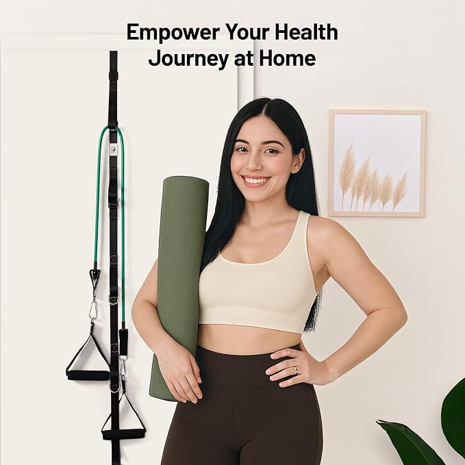 Slim Panda Door Anchor Strap for Resistance Bands, Door Exercise Equipment with Ratchet Adjust Tighten, Multi Point Anchor Gym Attachment, Portable Door Resistance Bands for Home Gym Workouts