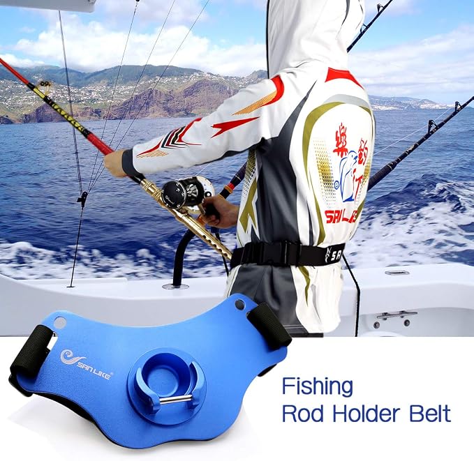 SANLIKE Fishing Belt Fight Belt Adjustable Aluminum Waist Fighting Belt Rod Holder Stand-up Fishing Belt