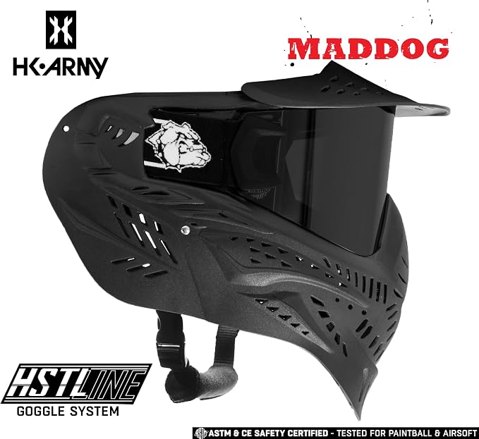 Maddog HK Army HSTL Paintball Airsoft Mask Goggle System | Replaceable Thermal Dual-Pane Anti Fog Lens | Adjustable Full-Face Safety Certified Protection