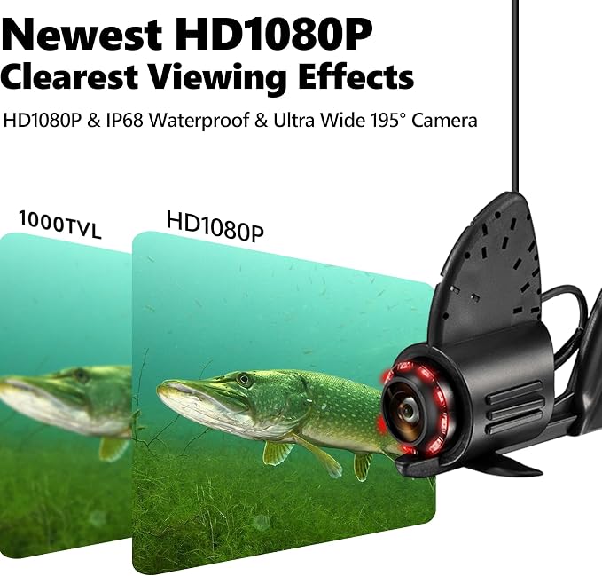 2026 𝐍𝐄𝐖 [Audio+Video Record] HD1080P Underwater Fishing Camera w/DVR 32GB, 10000mAh, 5'' OLED, Ice Fishing Camera Underwater Portable Fish Finder Gift for Men, IR, Ice and Boat Fishing, 65FT