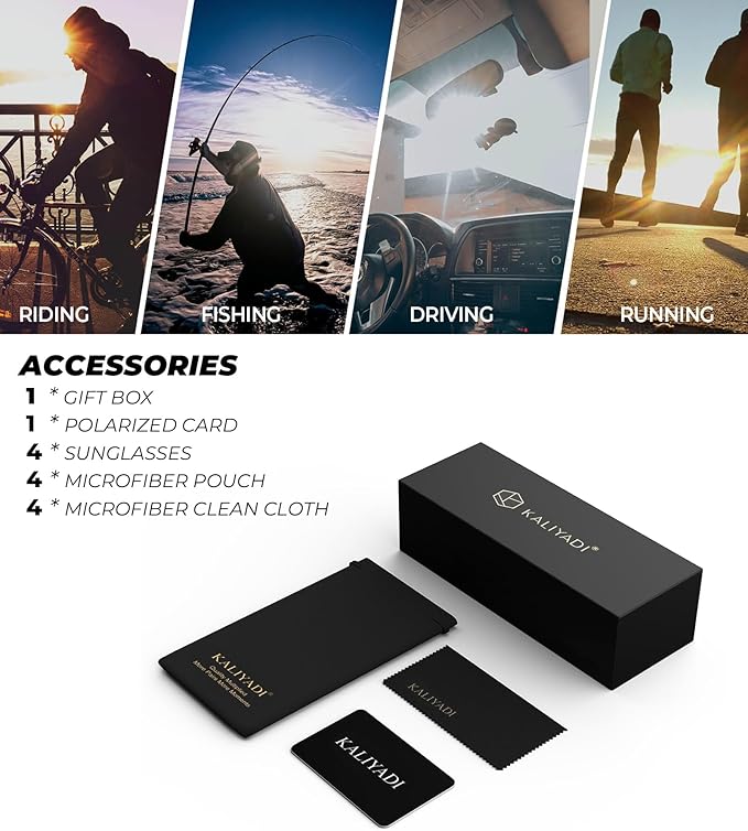 KALIYADI Polarized Mens Sun-Glasses Sunglasses-Men : Classic Sunglasses with UV Protection for Fishing Driving Golf