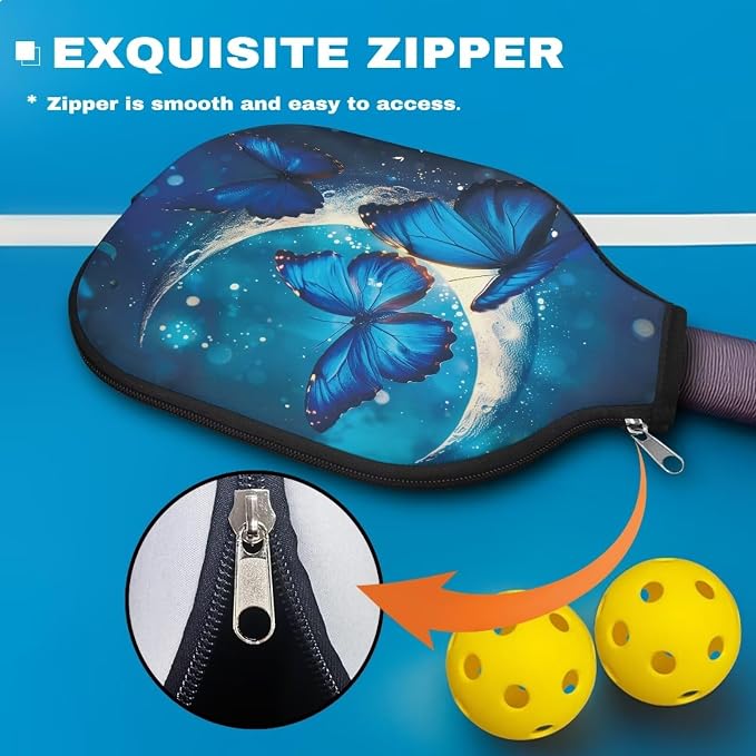 Butterfly Moon Neoprene Pickleball Paddle Covers Only Racquet Cover Pickle Ball Storage Bag Set of 1 Compatible with Most Usapa Standard Pickleball Case for Pandles Women Men