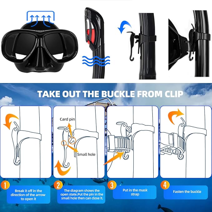 Nearsighted Snorkeling Gear for Adults Youth, Professional Full Dry Top Silicone Snorkel Set, Anti-Fog Scuba Diving Mask with Adjustable Strap