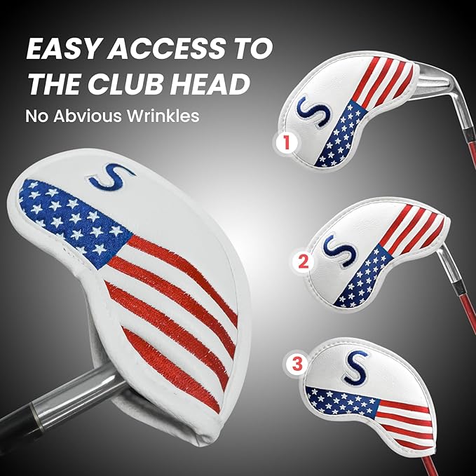 FINGER TEN Magnetic Golf Iron Headcovers Value 11 Pack, Durable PU Leather with Embroidered Numbers for Easy Identification, Multiple Colors Available Fits Most Iron Clubs