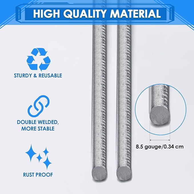 Therwen 12 Pcs Yard Sign Stakes 20'' x 10'' Metal H Heavy Duty Frame Wire Stakes Galvanized Lawn Sign for 4mm 5mm Corrugated Advertising Board Yard Garage Holder Halloween Decor