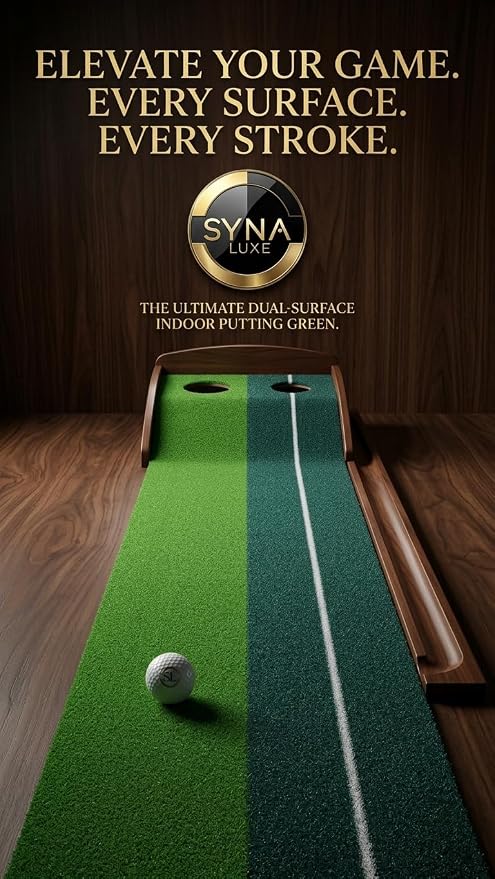 Golf Putting Mat – Practice Putting Green Indoor – Non-Slip Smooth Surface for Indoor & Office – Automatic Ball Return Golf Practice Mat for Home & Indoor Use