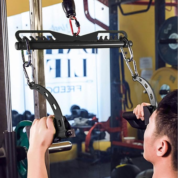 Adjustable Lat Pull down Bar, Cable Machine Attachments for Gym, Home Gym Fitness T-bar Row Pulldown Attachments, Lat Pull Down Machine Wide Grip Neutral Grip Handle