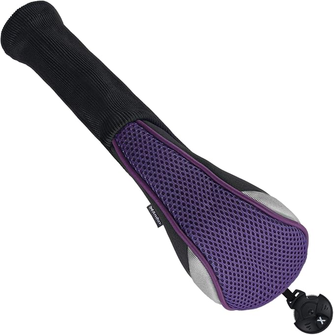 Andux 4pcs Long Neck Golf Hybrid Club Head Covers Dial No. Tag CTMT-02 | Mesh Breathable material | all the Same Size | Coloured Piping | Pull-On Closure