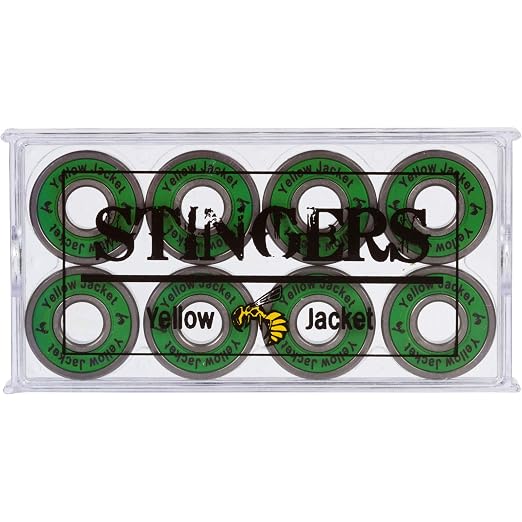 Yellow Jacket Premium Skateboard Bearings, Pro Longboard Bearings, 608, ABEC 11, Jungle Green (Pack of 8)