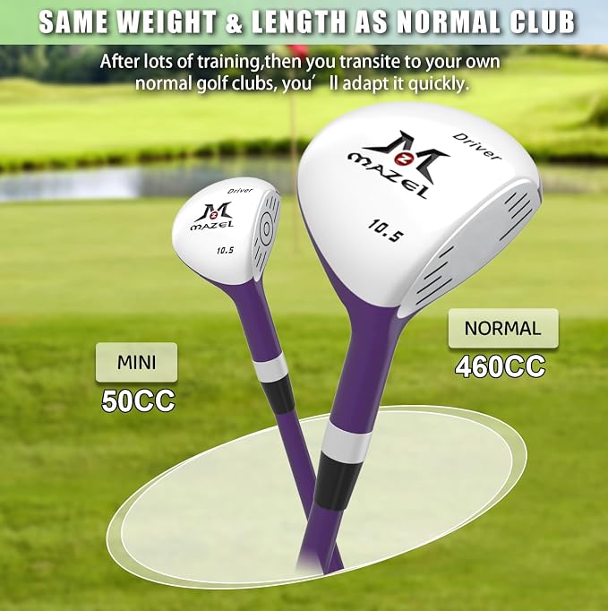 MAZEL Mini Driver/Iron Golf Clubs Swing Trainer Aid to Improve Your Hitting Accuracy & Speed