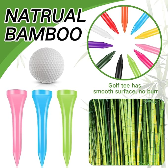 Mudder Golf Tees Bulk Wooden Bamboo Golf Tees Multicolor Wood for Men Balls Accessories