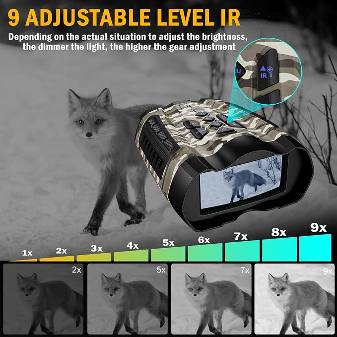 WISHBETY Night Vision Goggles,4K Night Vision Binoculars for Adult with 3.5" HD Screen,32GB TF Card for Photo and Video,9 Gear Infrared and 10X Digital Zoom for Outdoor Enthusiasts and Animal Watchers