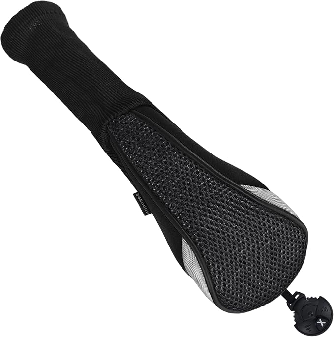 Andux 4pcs Long Neck Golf Hybrid Club Head Covers Dial No. Tag CTMT-02 | Mesh Breathable material | all the Same Size | Coloured Piping | Pull-On Closure