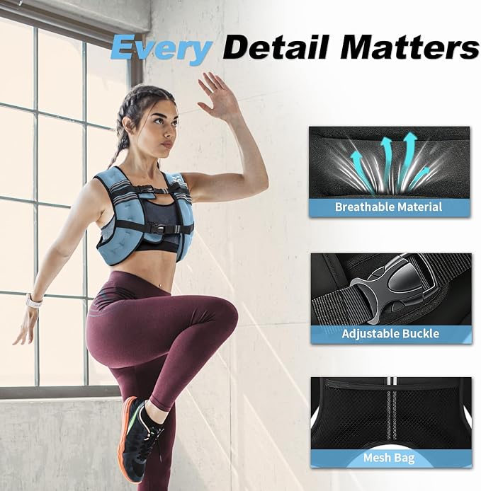 VBSD Weighted Vest Woman 6lb/8lb/12lb/16lb/20lb/25lb/30lb Weight Vest for Women Men Body Weight Vests for Walking Strength Training Running Workout Jogging Fitness