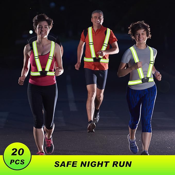 Hercicy 50 Pcs Reflective Vest High Visibility Safety Vests, Adjustable Running Gear Straps Lightweight Reflector for Construction (Yellow)