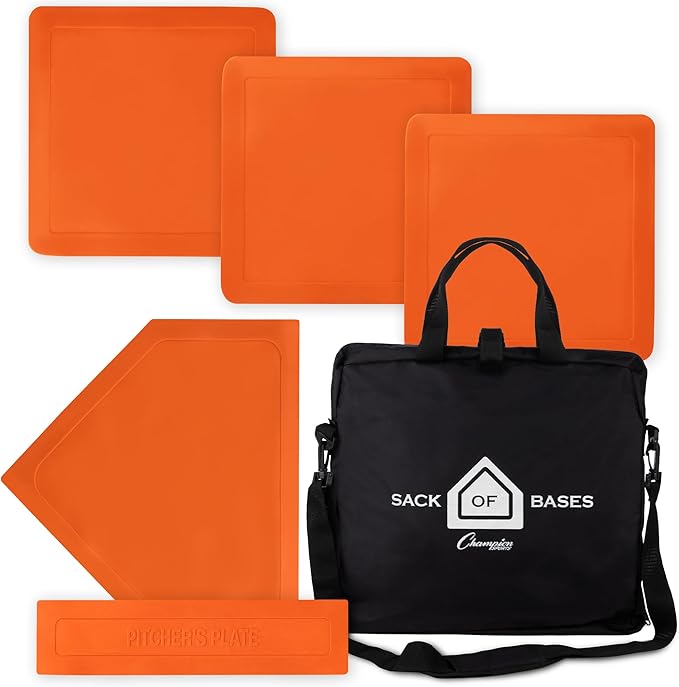 Champion Sports Throw Down Base Sets – Durable Baseball & Softball Practice Bases for Indoor & Outdoor Training