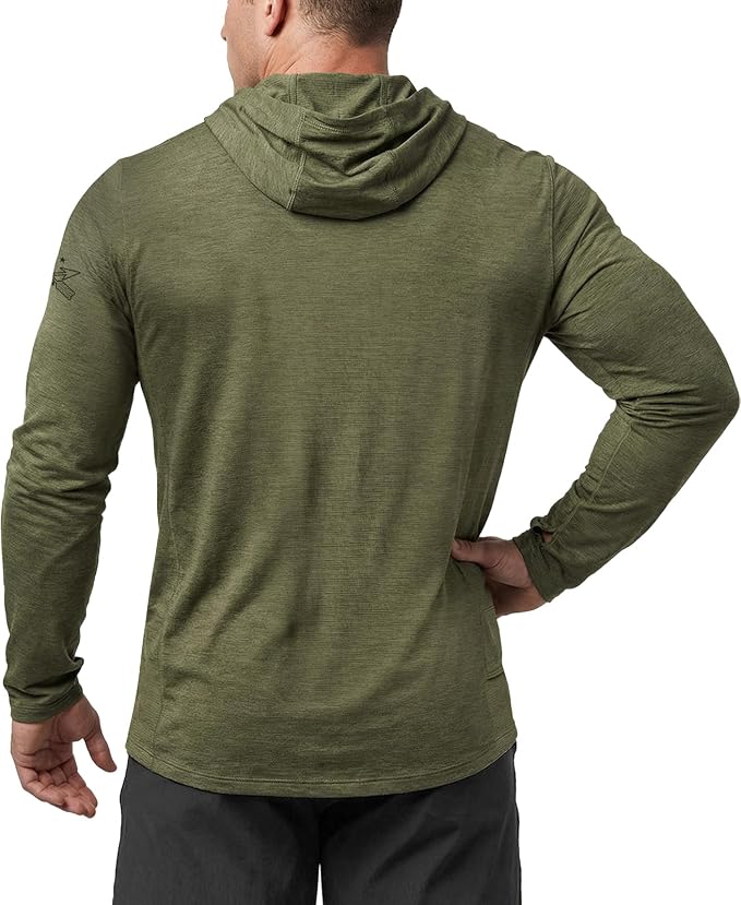 CQR Men's UPF 50+ Sun Protection Long Sleeve Quick Dry Athletic Shirts, Stretch Running Workout Hiking T-Shirts
