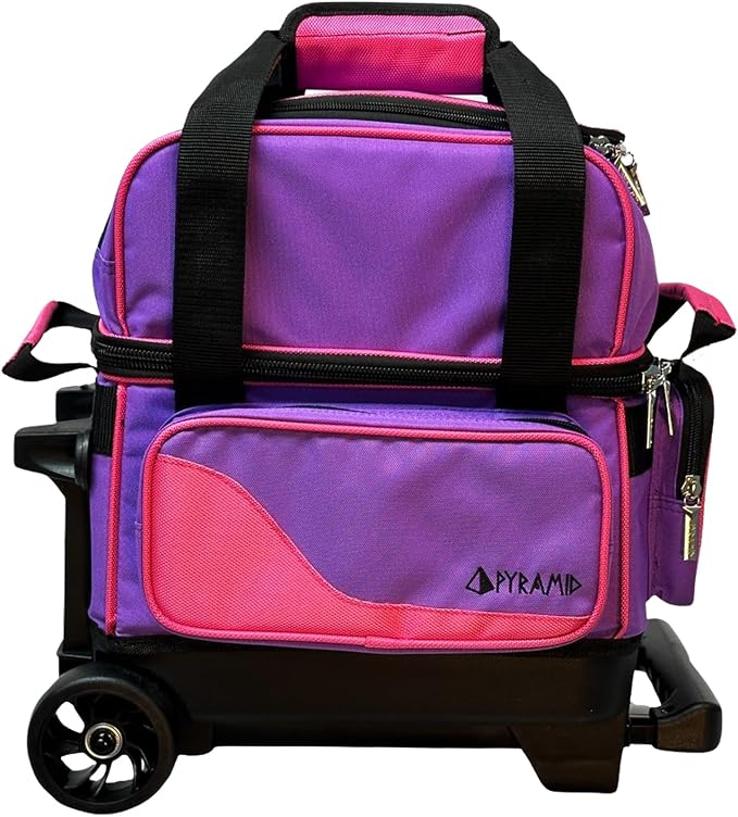 Pyramid Path Pro Deluxe Single Roller Bowling Bag With Separate Shoe Compartment (Up To US Mens Size 11), 2 Large Accessory Pockets, Padded Foam Ball Insert, Lifting Handles and Locking Square Handle