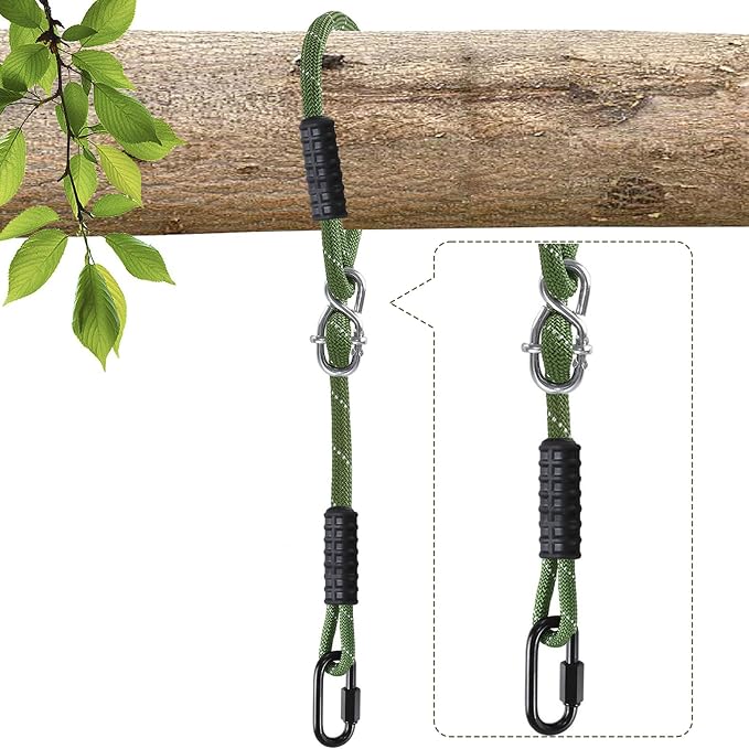 Heavy Duty Tree Swing Rope Adjustable Extendable, Hammock Tree Swings Hanging Strap, for Outdoor Swings Hammock Playground Set Accessories，3.91ft(47") 1 Pcs Green
