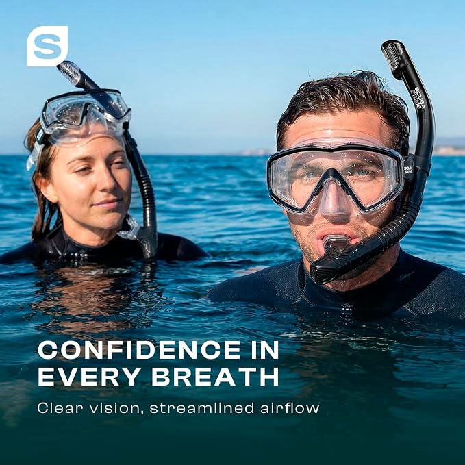 Pano 3 180° Panoramic Dive Mask, Three-Window Tempered Glass Scuba Mask with Dry Top Snorkel, Dual-Layer Silicone Skirt Anti-Leak Diving Gear for Men Women Teens Adults, 4 Color Options
