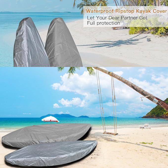 420D Durable 2.6m-6m/7.8-18ft,7 Sizes, 9 Color Durable Kayak Cover Canoe Cockpit Dust Cover, Waterproof UV Sunblock Shield Protector for Fishing Boat,Kayak,Canoe,Paddle Board
