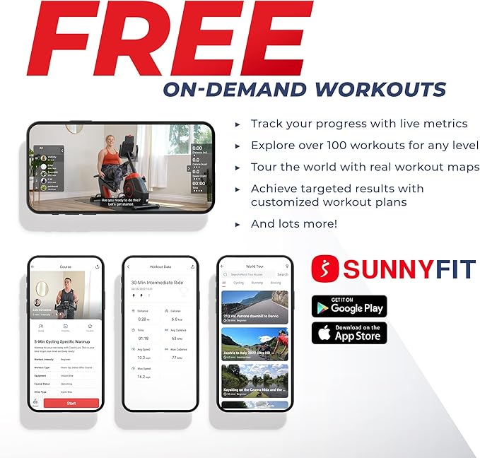 Sunny Health & Fitness Upright Elliptical Machine, Full Body Cardio Exercise Equipment with Adjustable Resistance, Arm and Leg Workout Machine, SunnyFit App via Bluetooth