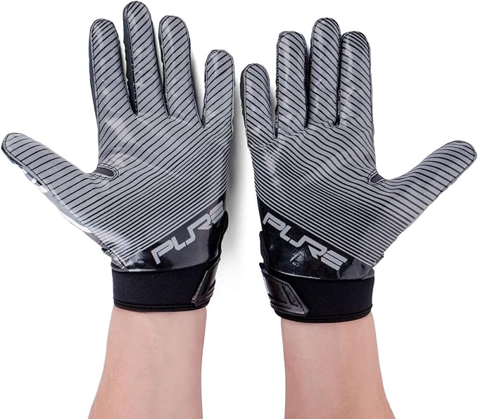 Pure Athlete Football Wide Receiver Gloves - Elite Sticky Grip Gloves, Drip Gear for WR and Defensive Backs - Adult, Youth, Men and Boys