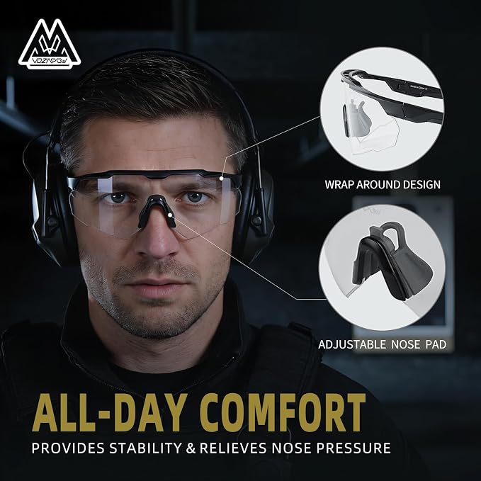 Shooting Glasses Anti Fog with High Definition Lenses, ANSI Z87+ Certified Tactical Safety Glasses for Men Women