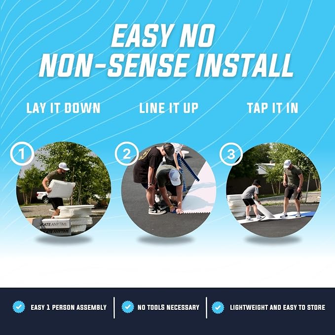 Skate Anytime - Synthetic Ice for Hockey - Skateable Artificial Ice Tiles - Backyard Ice Rink - Expandable