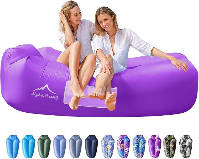AlphaBeing Inflatable Lounger Beach Chair Accessories, Air Sofa Hammock Inflatable Couch for Camping Backyard Lakeside with Compression Sacks, Ideal Outdoor Gifts for Adults