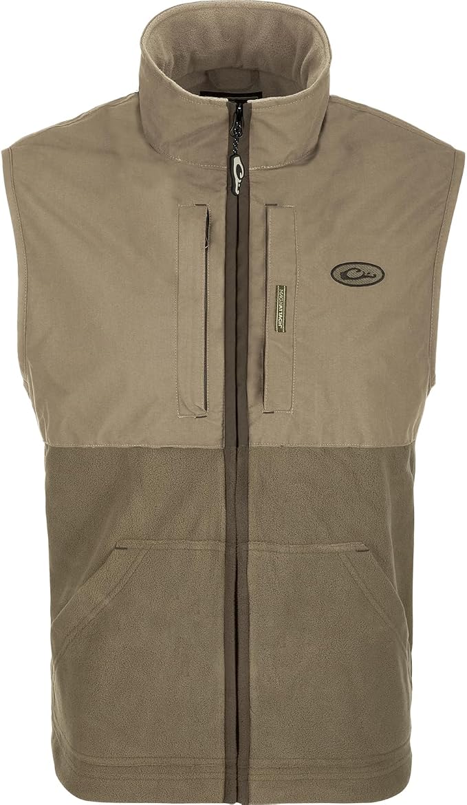 Drake Waterfowl Men's Eqwader Fleece Lined Hunting Vest | Waterproof Windproof Breathable Moisture-Wicking Sleeveless Jacket w/Taped Seams & Magnattach Pocket