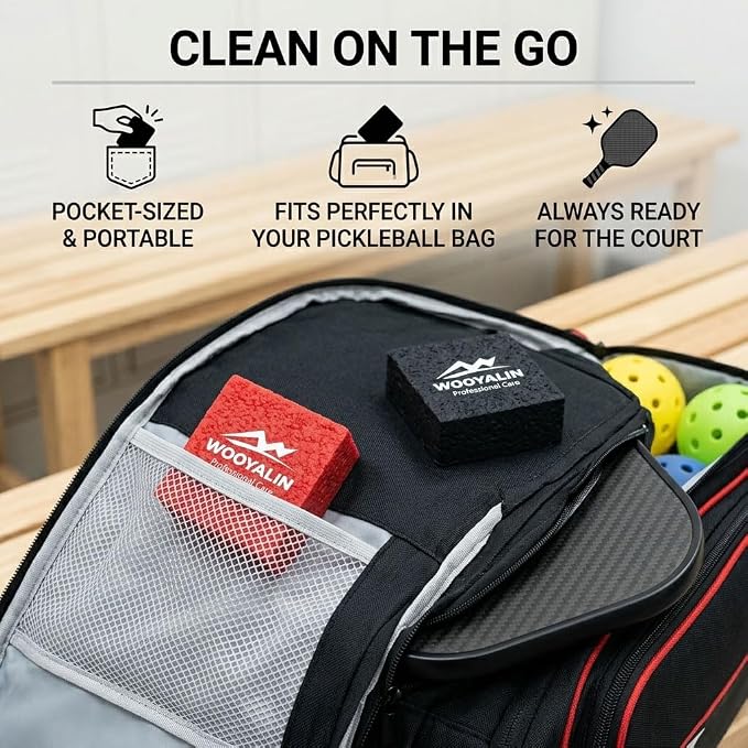 Pickleball Paddle Eraser – Paddle Cleaner for Carbon Fiber & Graphite Paddles, Removes Ball Residue & Dust, Restores Spin & Grip, Includes Clear Carry Case