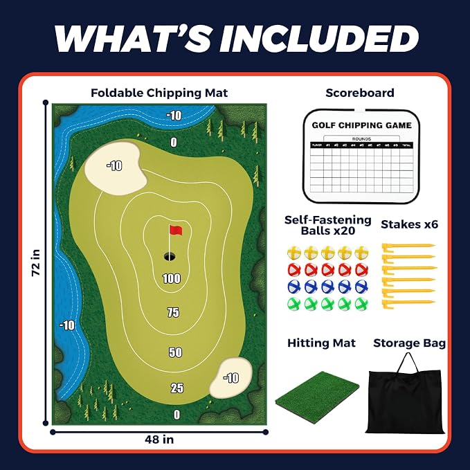 TOY Life Chipping Golf Practice Mats Golf Game Training Mat Indoor Outdoor Games for Adults Family Kids Outdoor Play Equipment Stick Chip Golf Set Backyard Game(Patented)