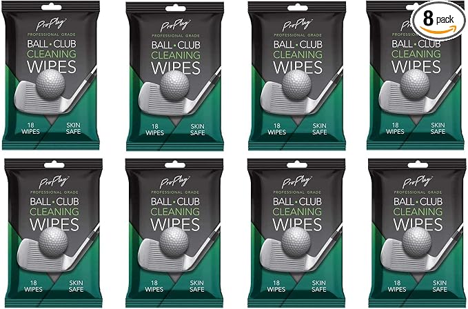 ProPlay Ball & Club Cleaning Wipes | Powerful Cleaner Removes Dirt, Grass, and Sand | Convenient, Resealable Pack - Unscented 8 Pack