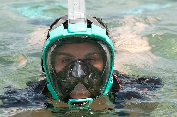OCEAN REEF - Aria QR + Quick Release Snorkeling Mask - Full Face Snorkeling Mask - 180 Degree Underwater Vision - 8 Colours and 4 Sizes