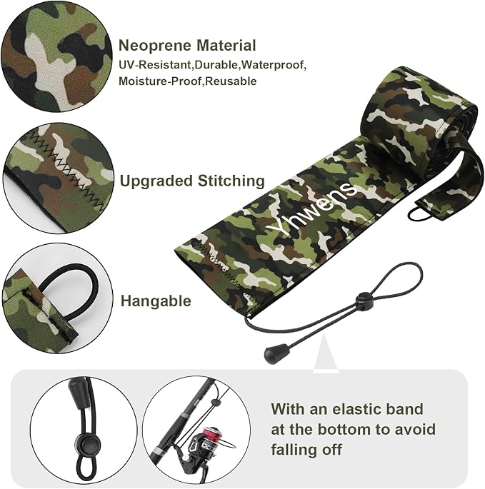 Neoprene Fishing Rod Sleeve Rod Sleeves Fishing Pole Sleeve Rod Socks for Fishing Poles Rod Cover Rod Protector Durable for Casting Spinning Trolling Sea Fishing Rod Storage