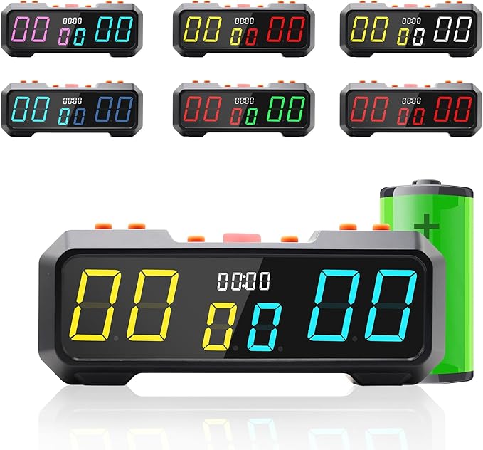 Digital Scoreboard with 7 Color Change,Portable Electronic Scoreboard with Battery Powered for Indoor & Outdoor Game,Portable Score Keeper with Buzzer for Pingpong/Board Game/Cornhole