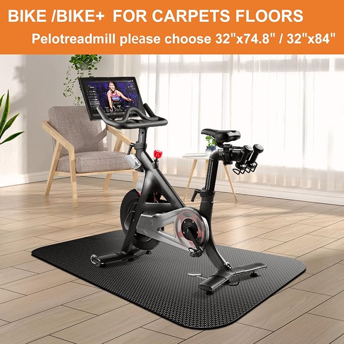 Treadmill Mat,Bike Mat,Stationary Bike Mat,Foldable Treadmill Mat for Hardwood Floors and Carpet.for Exercise Bike,Exercise Equipment Indoor Cycles,Rowing Elliptical (29.5" X 70.8")