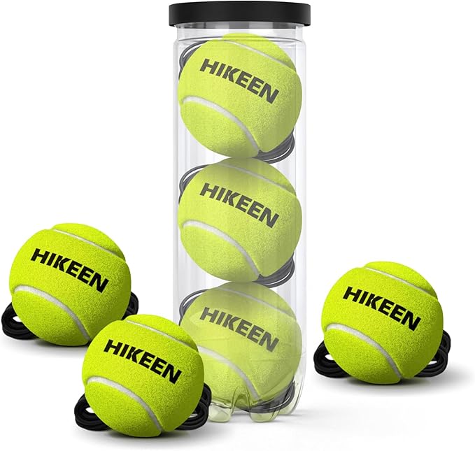 Hikeen Premium Tennis Trainer Rebound with Metal Base,Portable Solo Tennis Trainer Set with 3 Highly Elastic String Balls,Tennis Practice Equipment for Adult Kids an Beginners