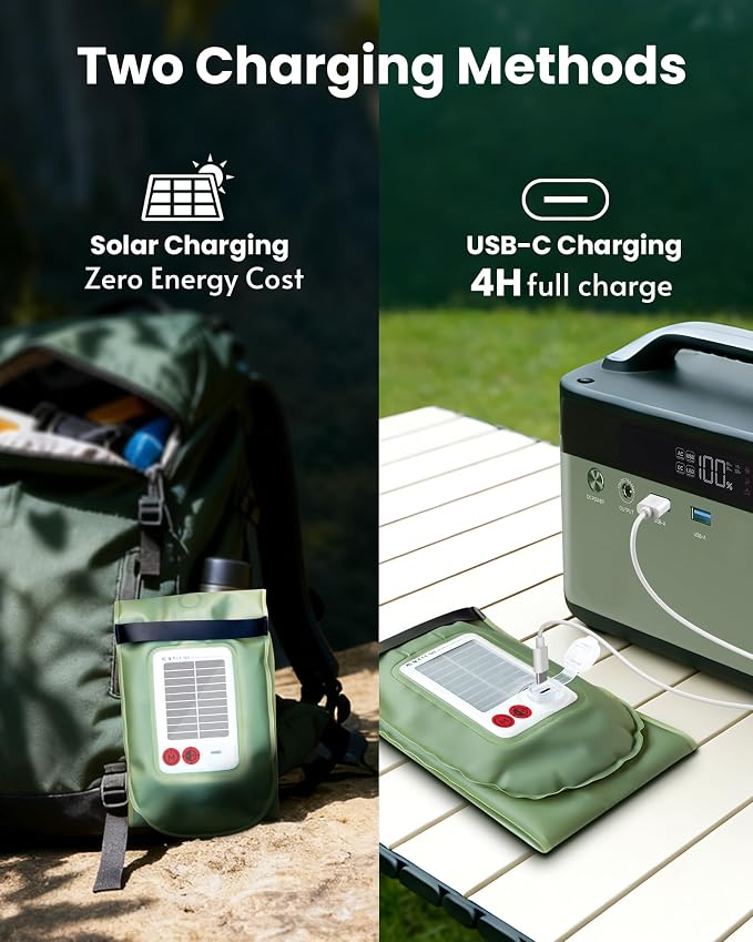 2 Pack 24" Inflatable Solar Camping Lantern, Magnetic LED Tube Light with USB-C 4000mAh Phone Charger,IP66 Waterproof TPU Tent Light for Hurricane Emergency, Backpacking & Off-Grid Survival
